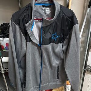 Gray and Black Zip-Up Jacket with Star Logo